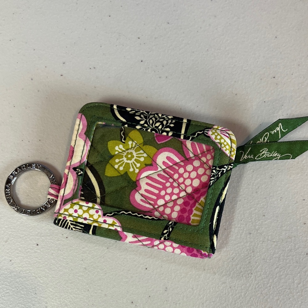 Vera Bradley Olivia Pink and Green Floral ID Wallet Key Case